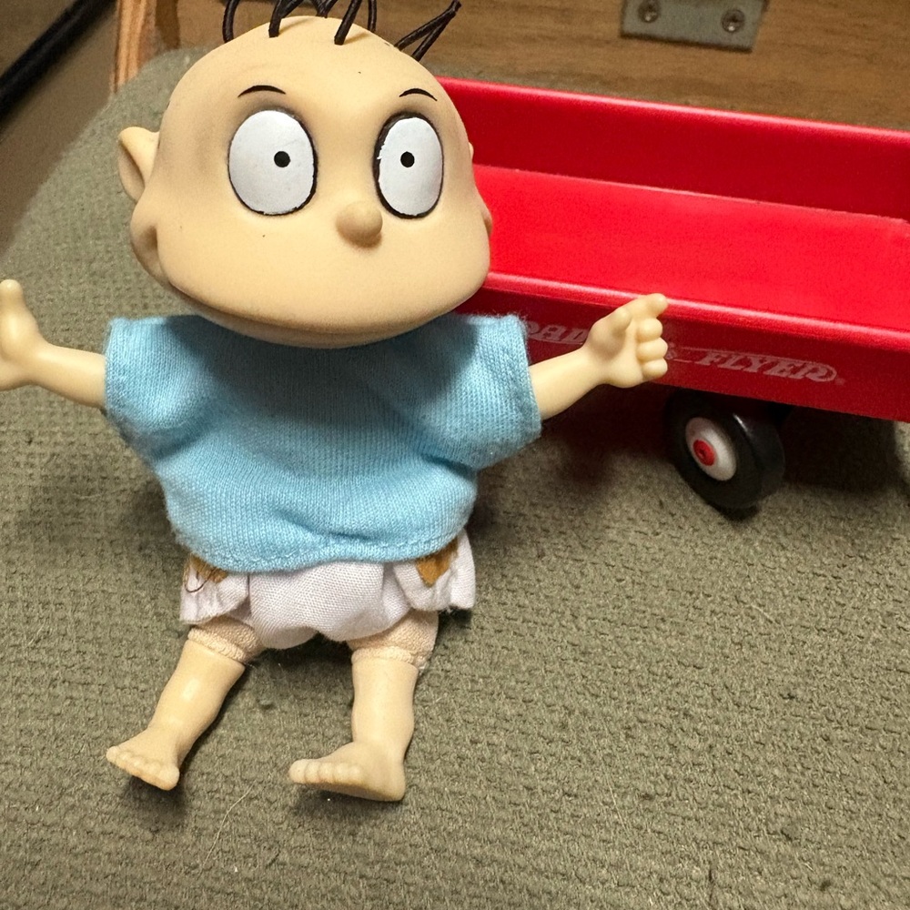 Nickelodeon Action Figure with Blue Shirt and Red Wagon, Tommy Pickles